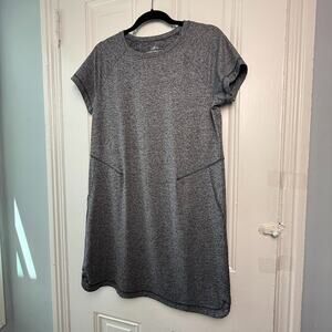J Jill Fit Shirttail Dress Womens Small Gray Athleisure Pockets Short Sleeve